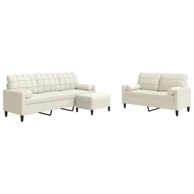 vidaXL Sofa 3-tlg. Sofagarnitur mit Kissen und Nackenrollen Creme Samt günstig online kaufen