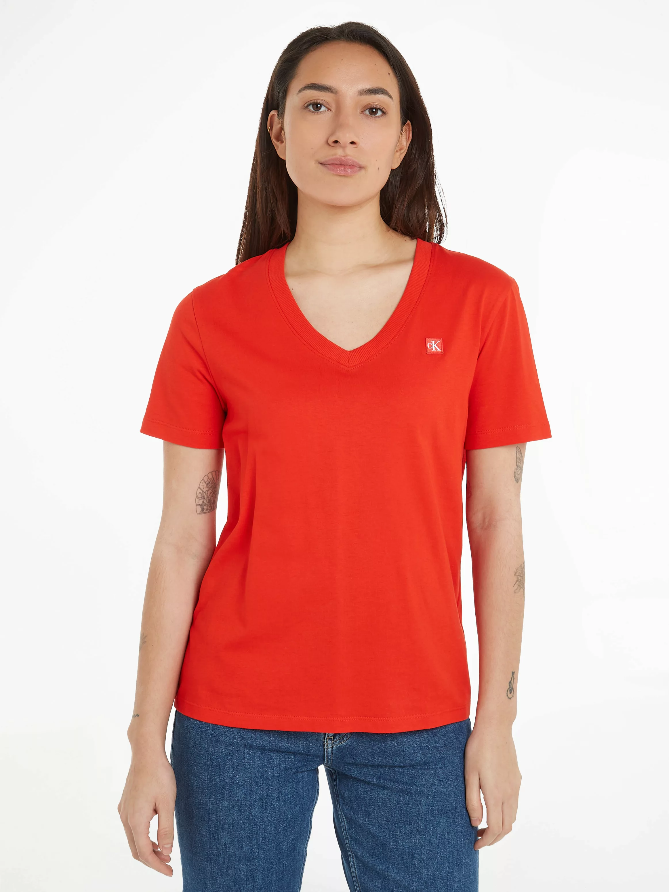 Calvin Klein Jeans T-Shirt "CK EMBRO BADGE V-NECK TEE" günstig online kaufen