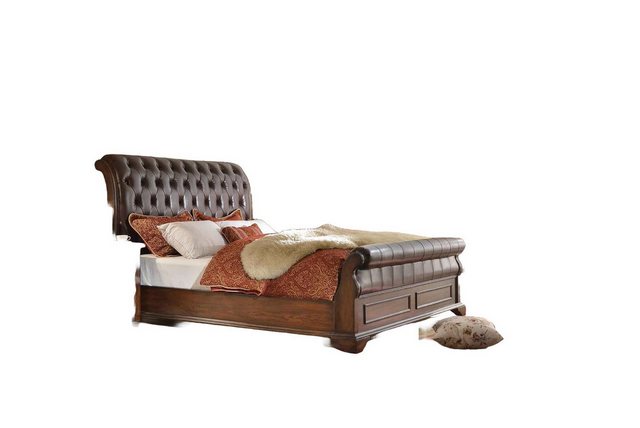 Xlmoebel Bett Designer Doppelbett aus Leder mit Chesterfield-Polsterung im günstig online kaufen