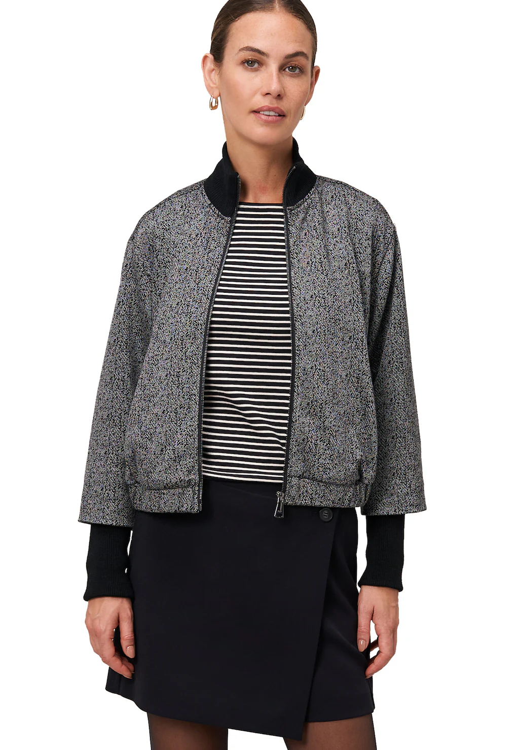 Zero Jackenblazer "zero Damen Jacke Fischgrät mit Stehkragen", weiteres Det günstig online kaufen