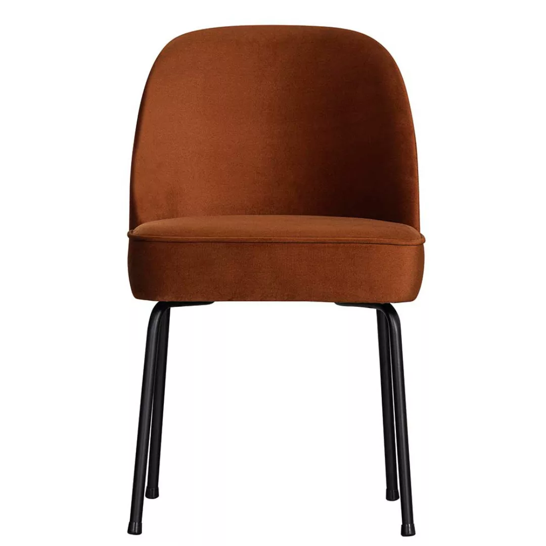 Retro Esstisch Stühle in Rostfarben Samt Metallgestell (2er Set) günstig online kaufen