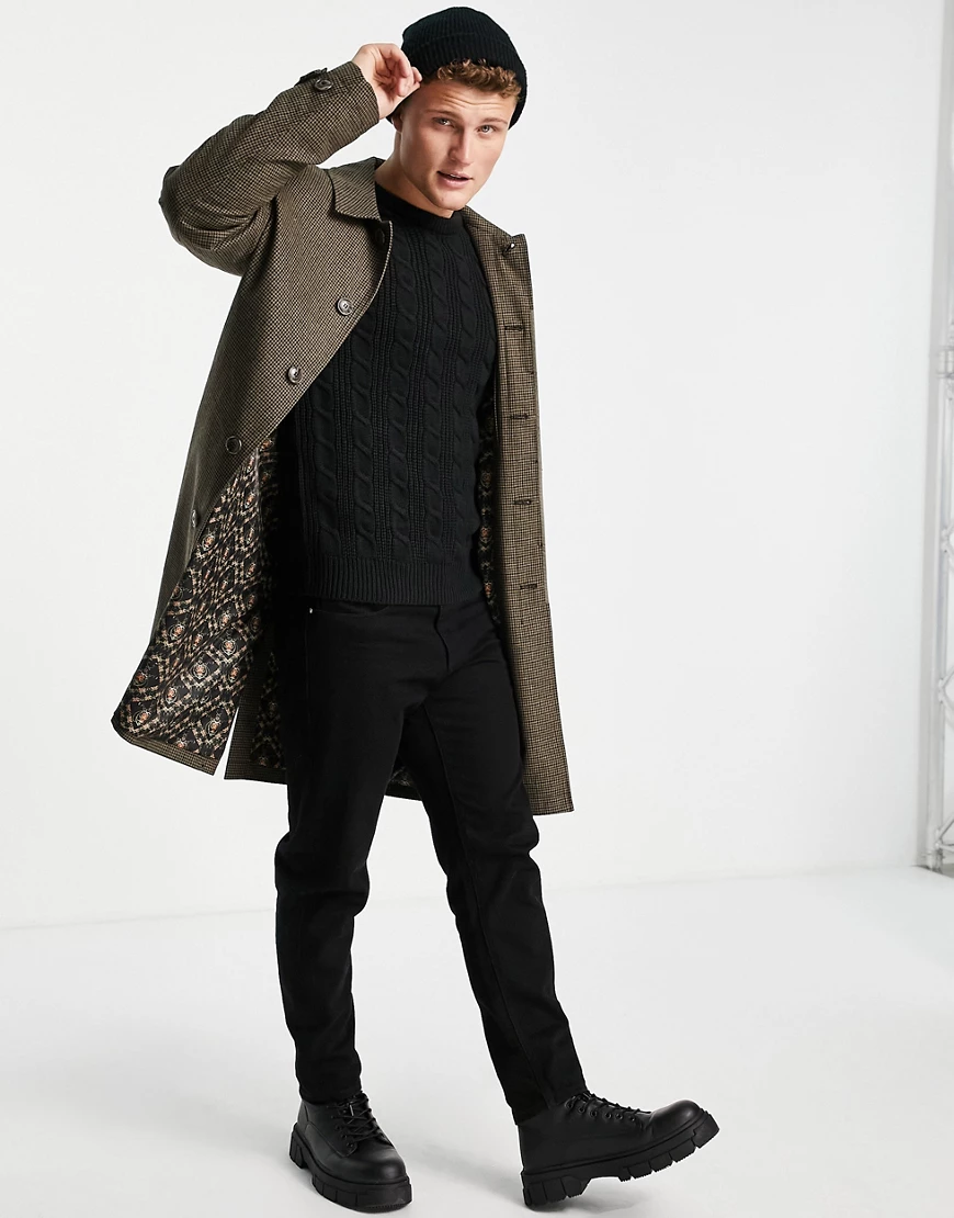 Harry Brown – Oversize-Trenchcoat mit Hahnentrittmuster-Braun günstig online kaufen