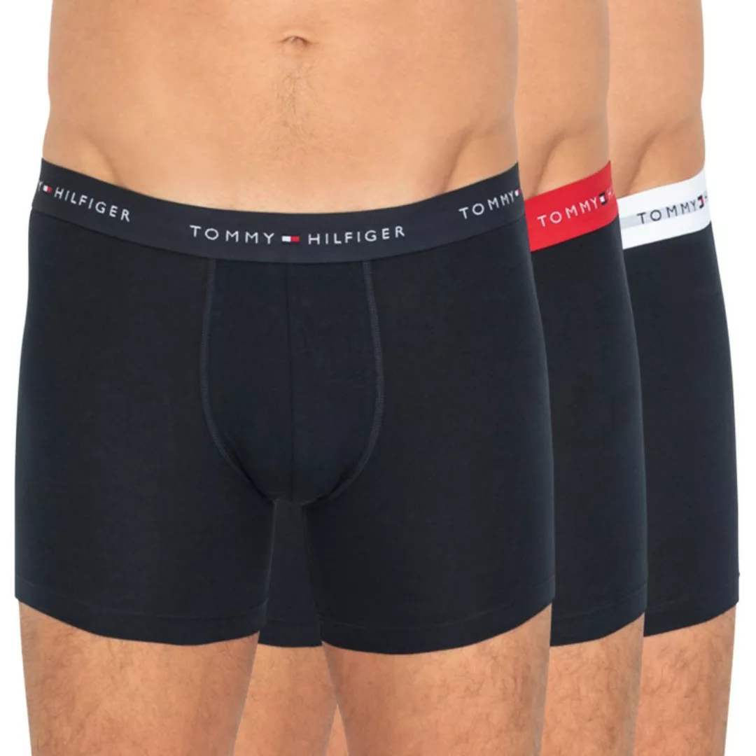 Tommy Hilfiger 3-er Set Trunks Blau mit verschiedenfarbigen Webbund günstig online kaufen