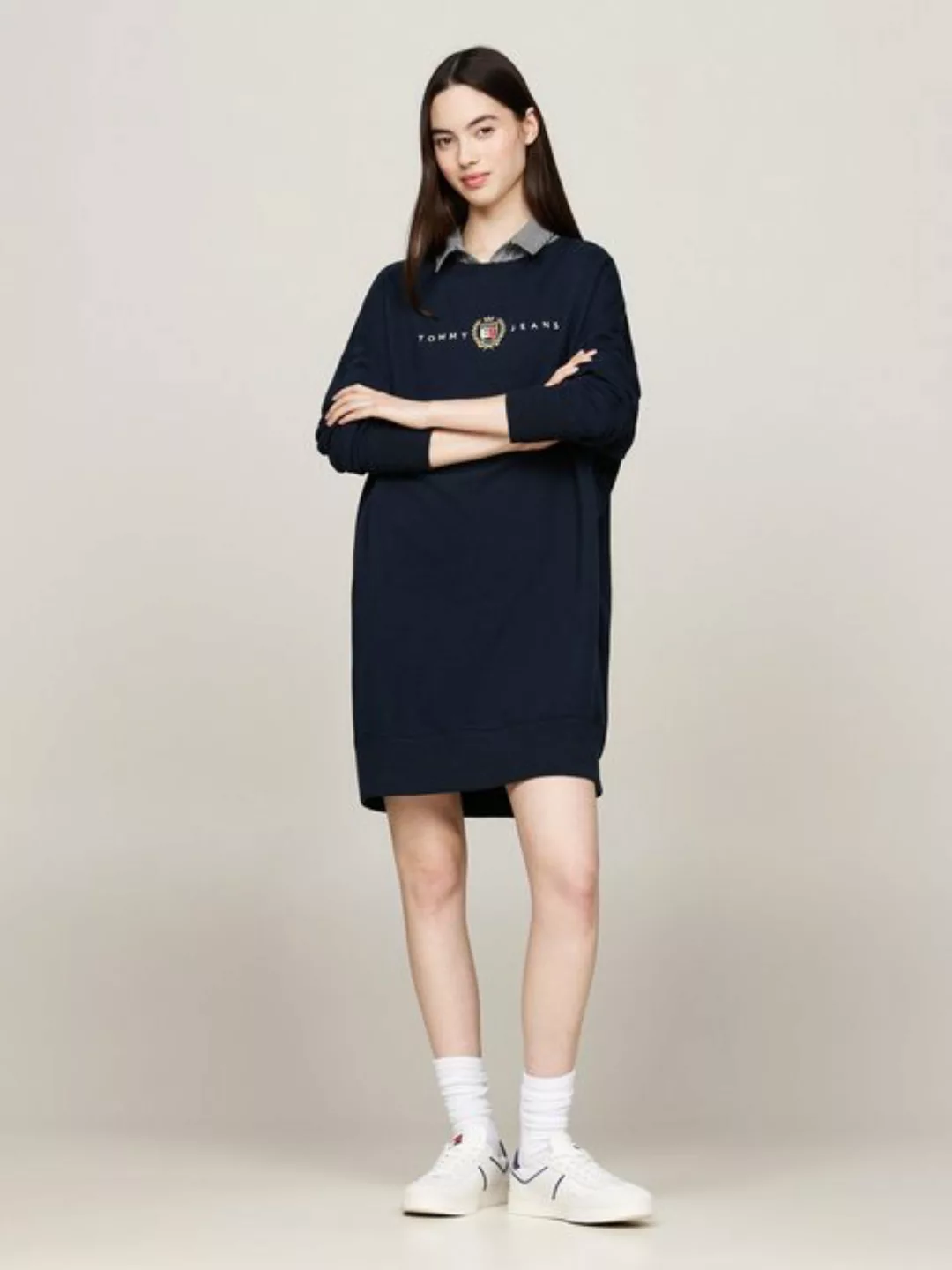 Tommy Jeans Curve Jerseykleid "TJW CREST LINEAR CREW DRESS EXT", in Großen günstig online kaufen