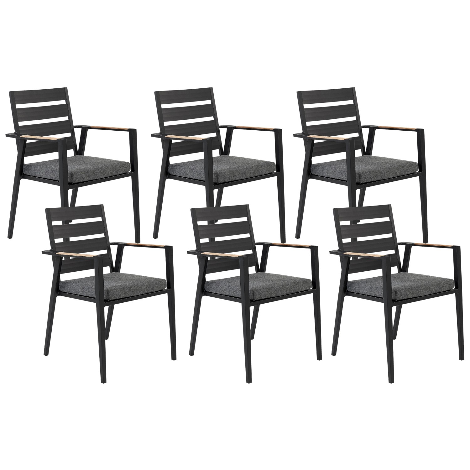 Beliani Gartenstuhl Schwarz Grau Heller Holzfarbton 58x54x86 günstig online kaufen