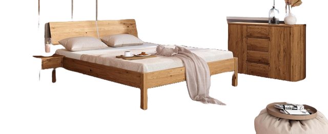 Natur24 Einzelbett Bett Bento 9 Wildeiche massiv 100x200 mit Holzkopfteil u günstig online kaufen