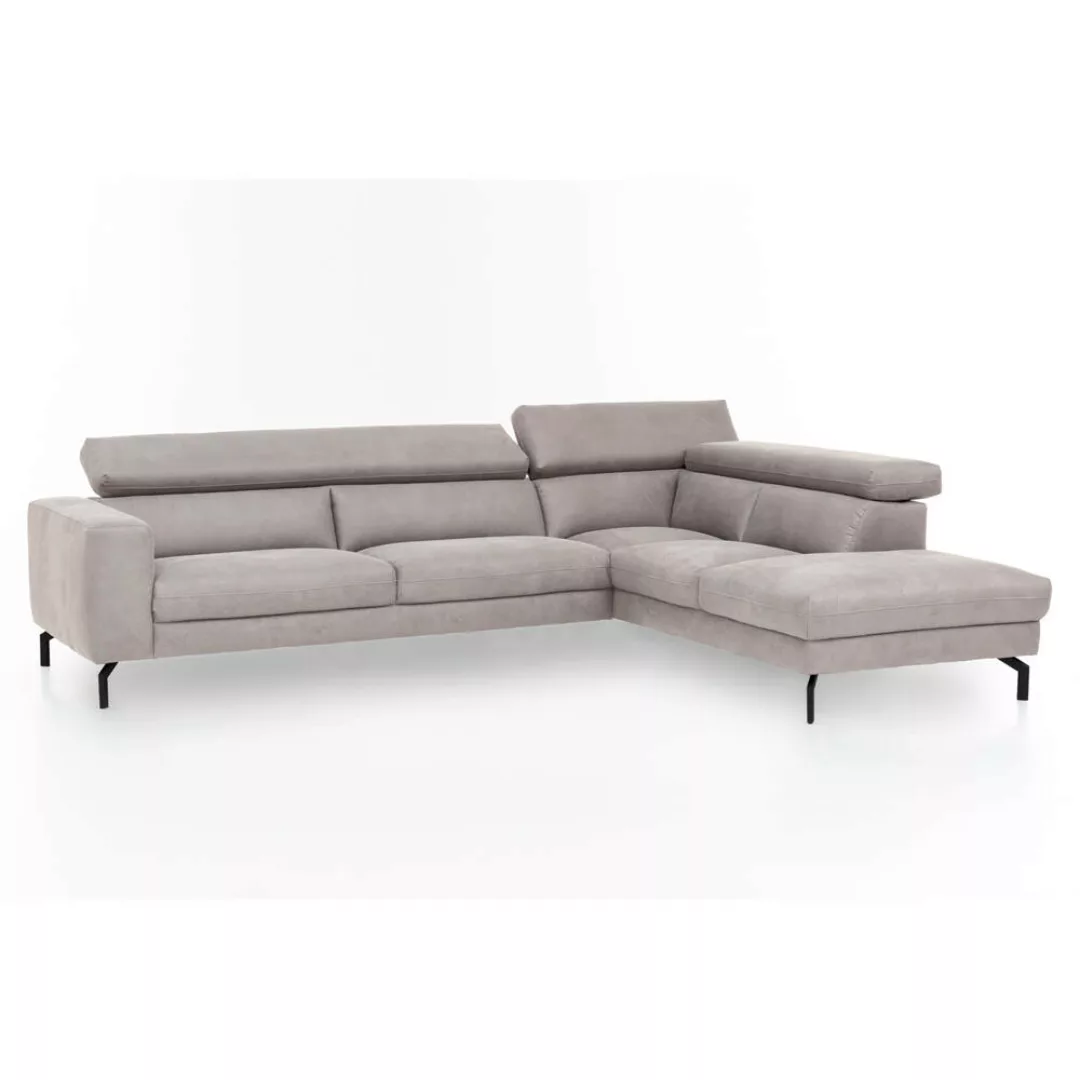 Ecksofa mit verstellbaren Kopfteilen, Vintageoptik silber, 3-Sitzer mit Réc günstig online kaufen