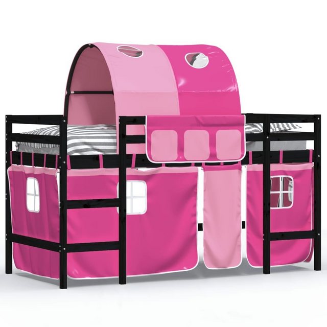 vidaXL Kinderbett Kinderhochbett mit Tunnel Rosa 90x190 cm Massivholz Kiefe günstig online kaufen