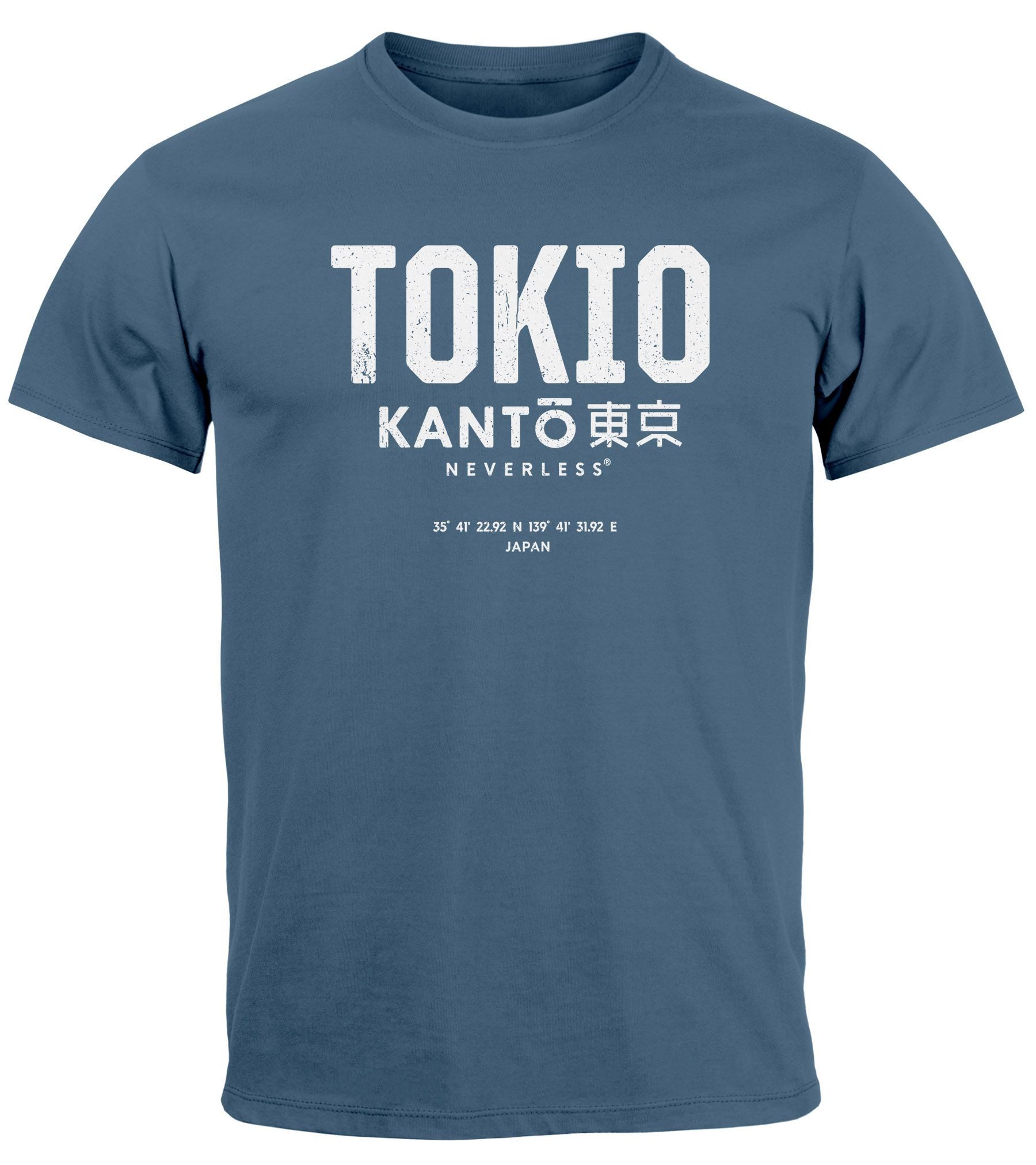 Neverless Print-Shirt Herren T-Shirt Frontprint Tokyo günstig online kaufen