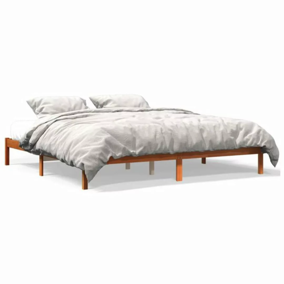 vidaXL Bettgestell Massivholzbett Wachsbraun 180x200 cm Kiefer Bett Bettges günstig online kaufen