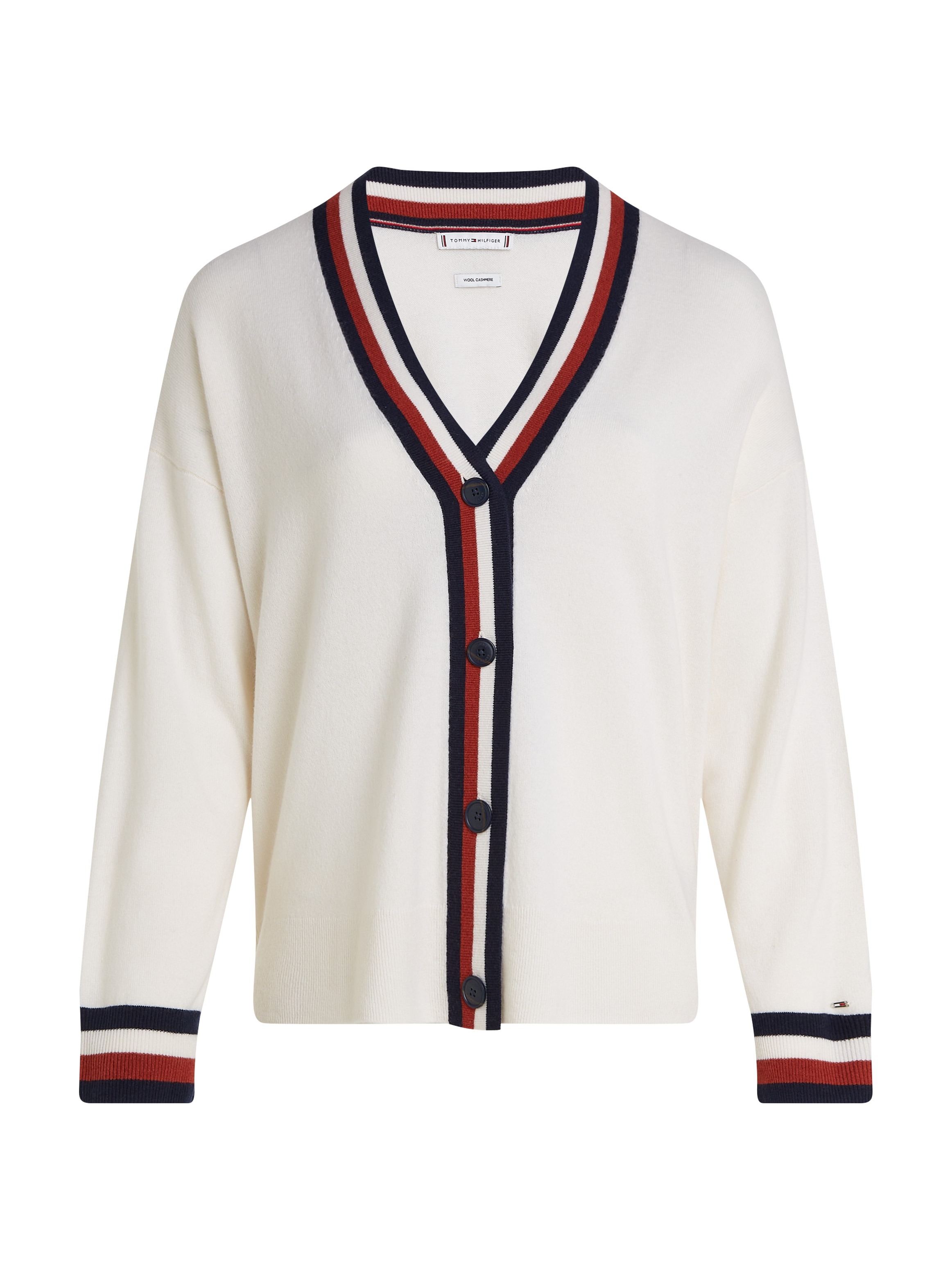 Tommy Hilfiger Curve Strickjacke CRV GLOBAL STP WOOL CASH CARDI Große Größe günstig online kaufen