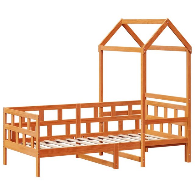 vidaXL Bett Tagesbett mit Dach Wachsbraun 80x200 cm Massivholz Kiefer günstig online kaufen