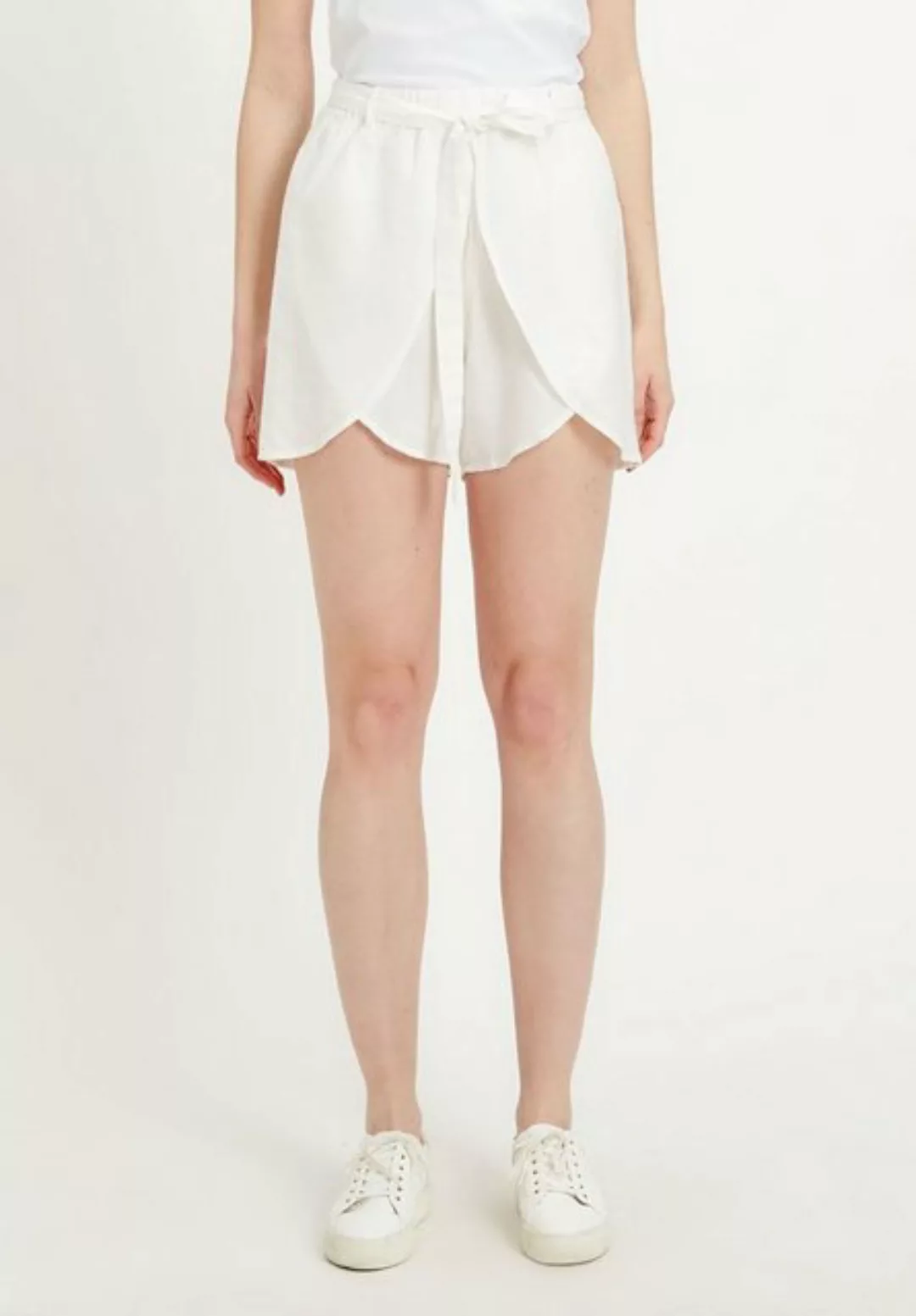 ORGANICATION Shorts Shorts aus Leinen-Mix mit Bindegürtel in Off White günstig online kaufen