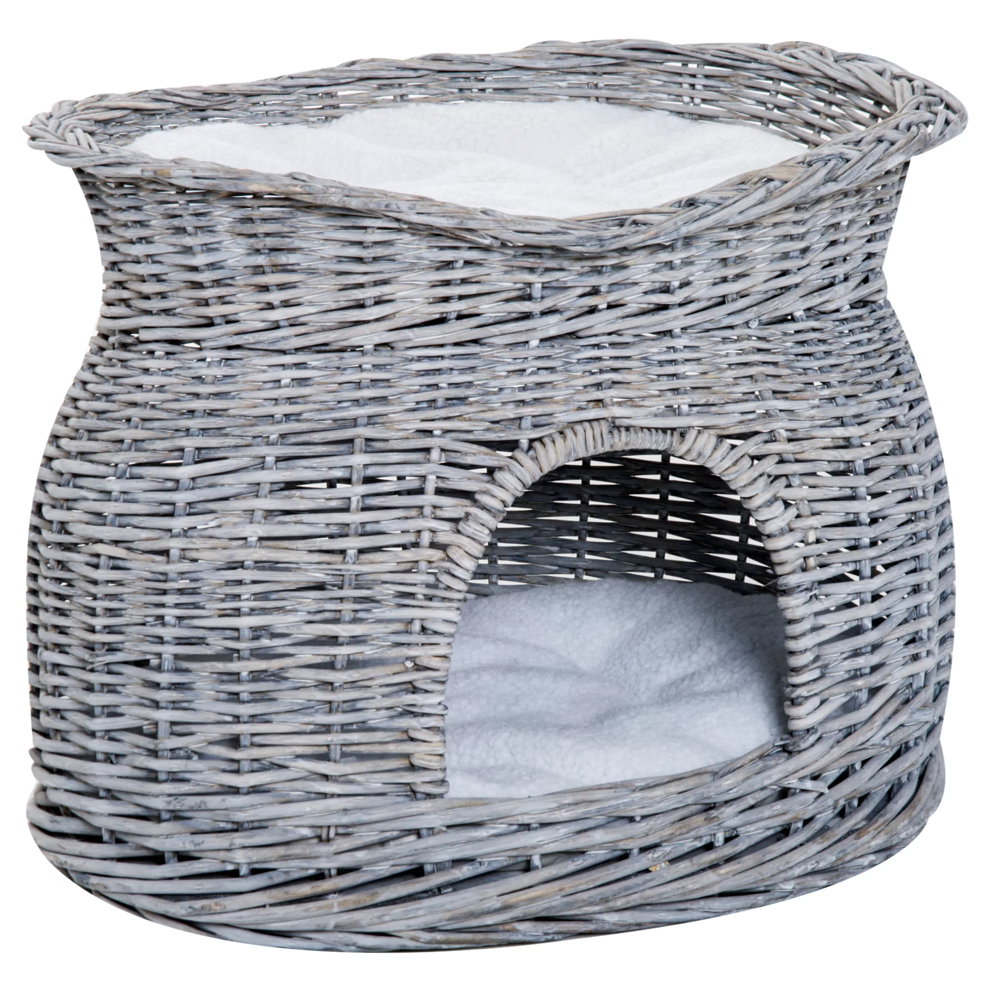 PawHut Rattan Katzenkorb elegante Katzenhütte mit Kissen und Liegedach Haus günstig online kaufen