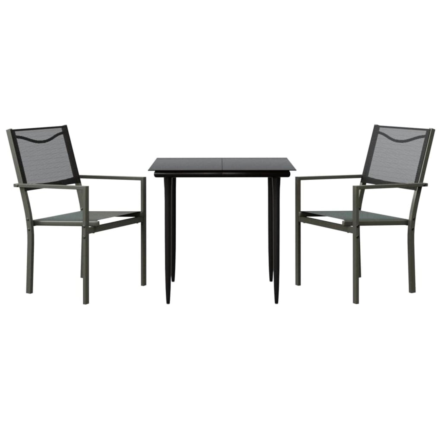 vidaXL 3-Tlg Garten-Essgruppe Schwarz Stahl und Textilene 3200718 günstig online kaufen