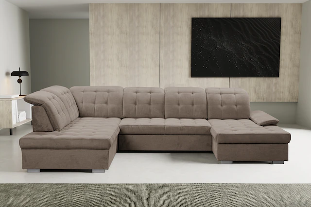 WERK2 Wohnlandschaft »Kordula-New Multifunktion Couch, Breite 332cm, U-Form günstig online kaufen