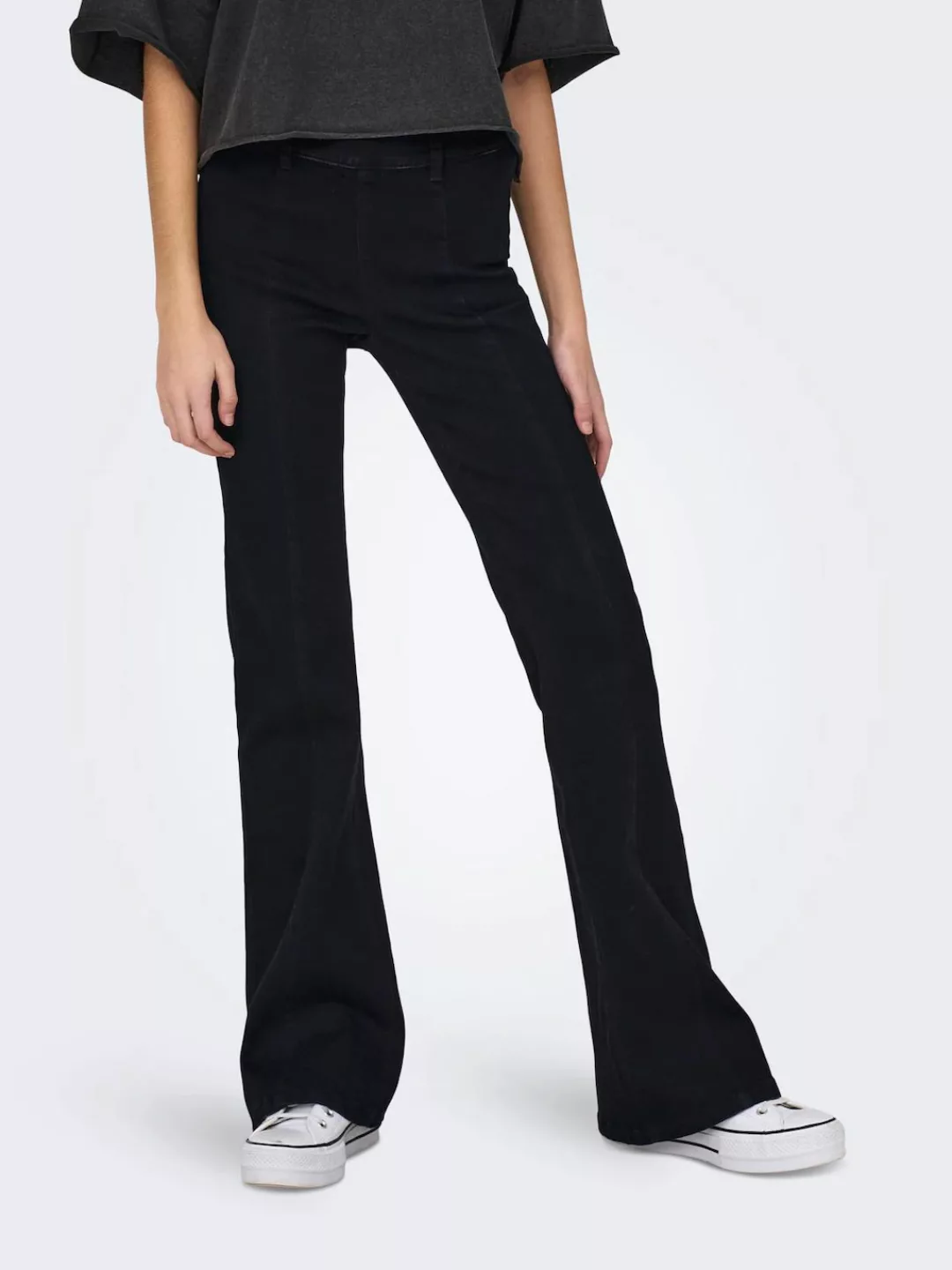 ONLY Bootcut-Jeans "ONLWAUW MID FLARED ZIP CUT DNM" günstig online kaufen