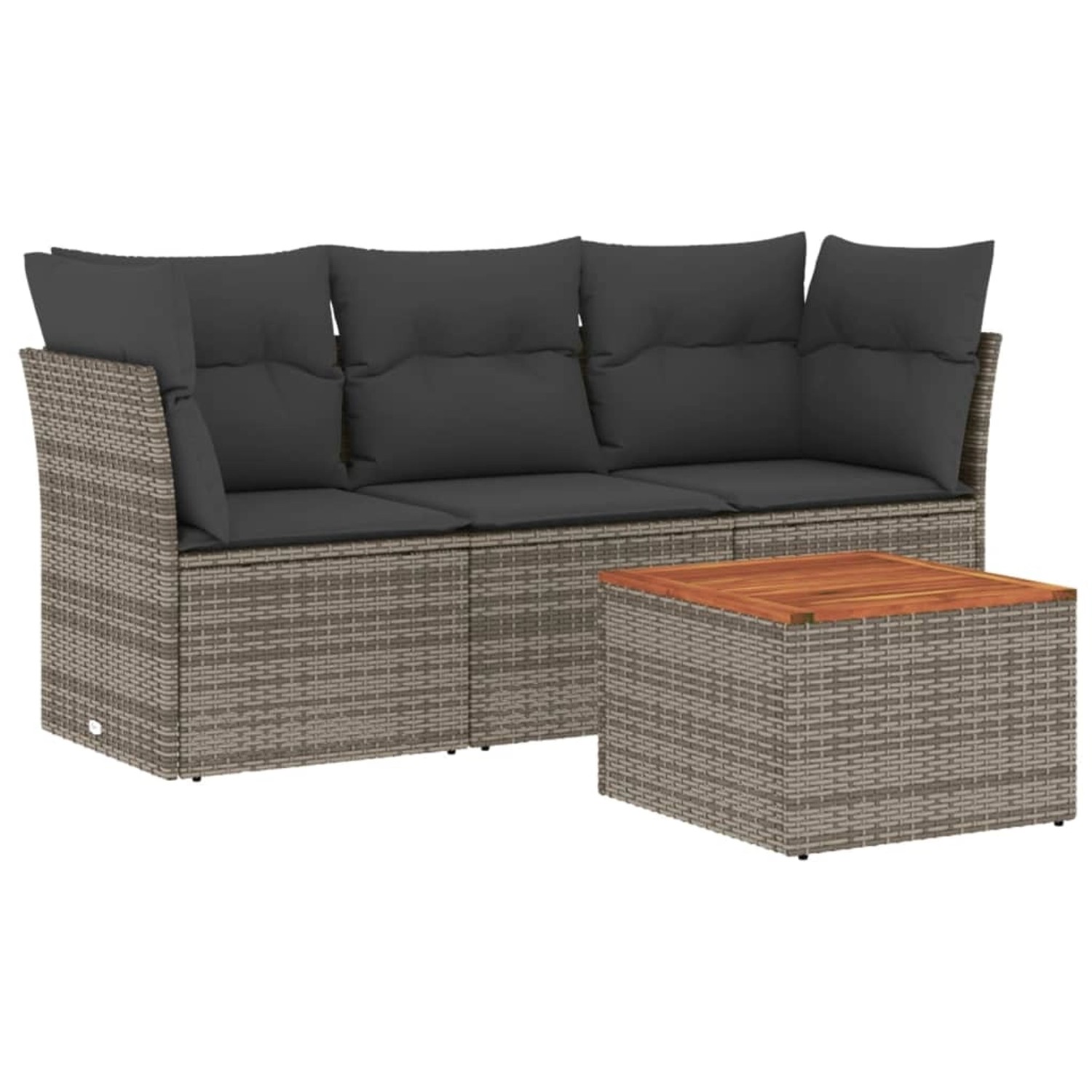 vidaXL 4-tlg Garten-Sofagarnitur mit Kissen Grau Poly Rattan Modell 28 günstig online kaufen