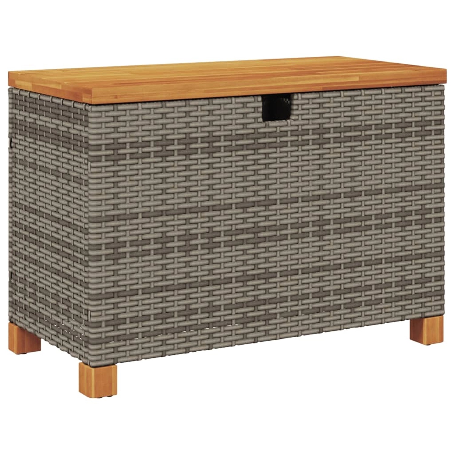 vidaXL Gartentruhe Grau 80x40x48 cm Poly Rattan Akazienholz günstig online kaufen