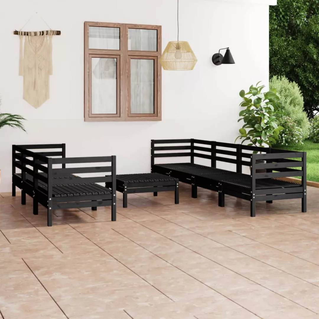 8-tlg. Garten-lounge-set Schwarz Massivholz Kiefer günstig online kaufen