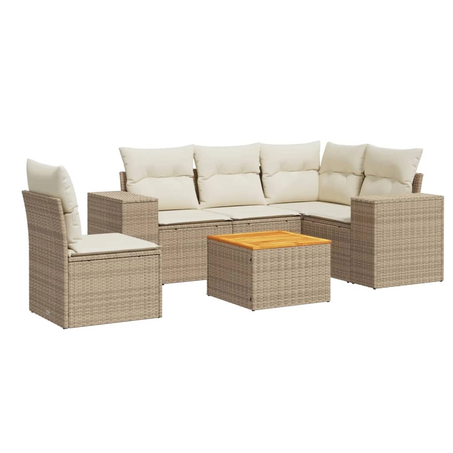 vidaXL 6-Tlg Garten-Sofagarnitur mit Kissen Beige Poly Rattan 3257780 günstig online kaufen