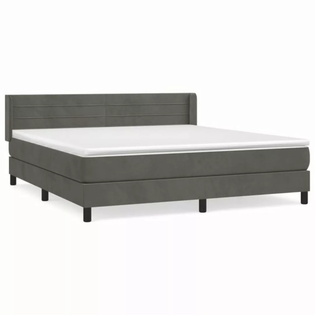 vidaXL Bettgestell Boxspringbett mit Matratze Dunkelgrau 160x200 cm Samt Be günstig online kaufen