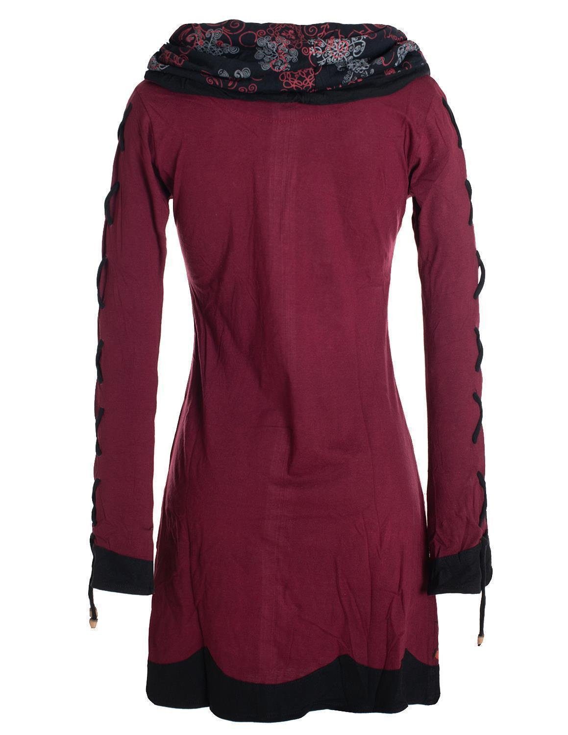 Vishes Jerseykleid Blumenkleid Langarm-Shirtkleid mit Schalkragen günstig online kaufen