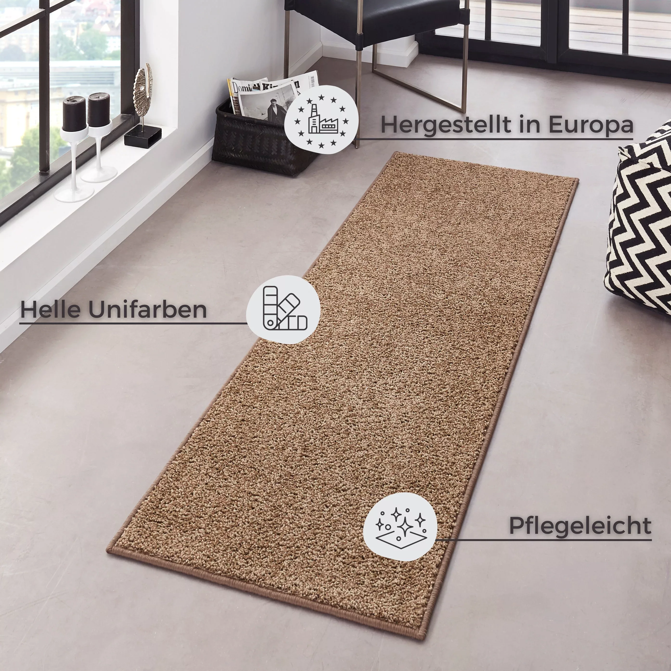 HANSE Home Läufer »Pure 100«, rechteckig, Kurzflor, Unifarben, Teppich, Mod günstig online kaufen