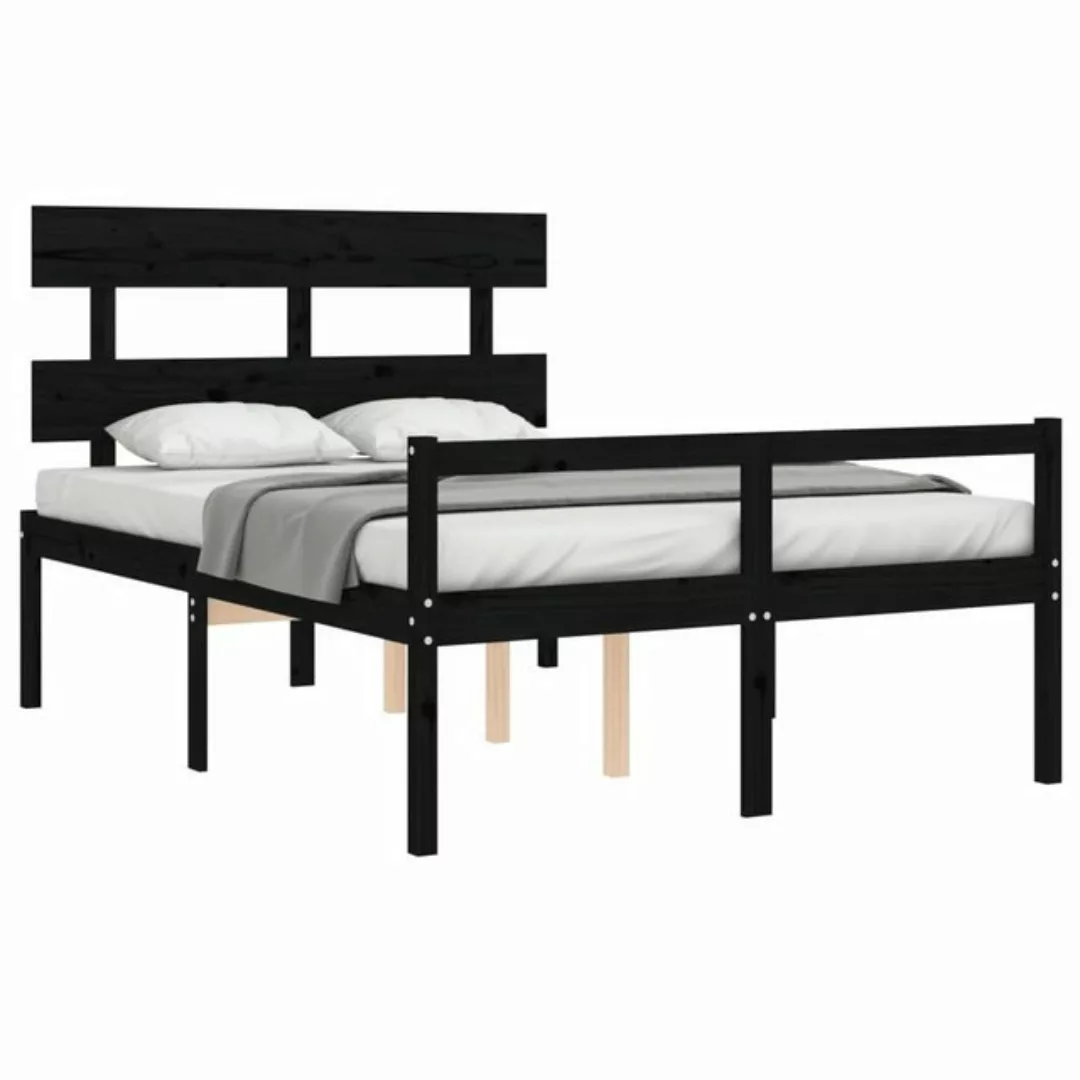 vidaXL Bett Seniorenbett mit Kopfteil Schwarz Massivholz günstig online kaufen