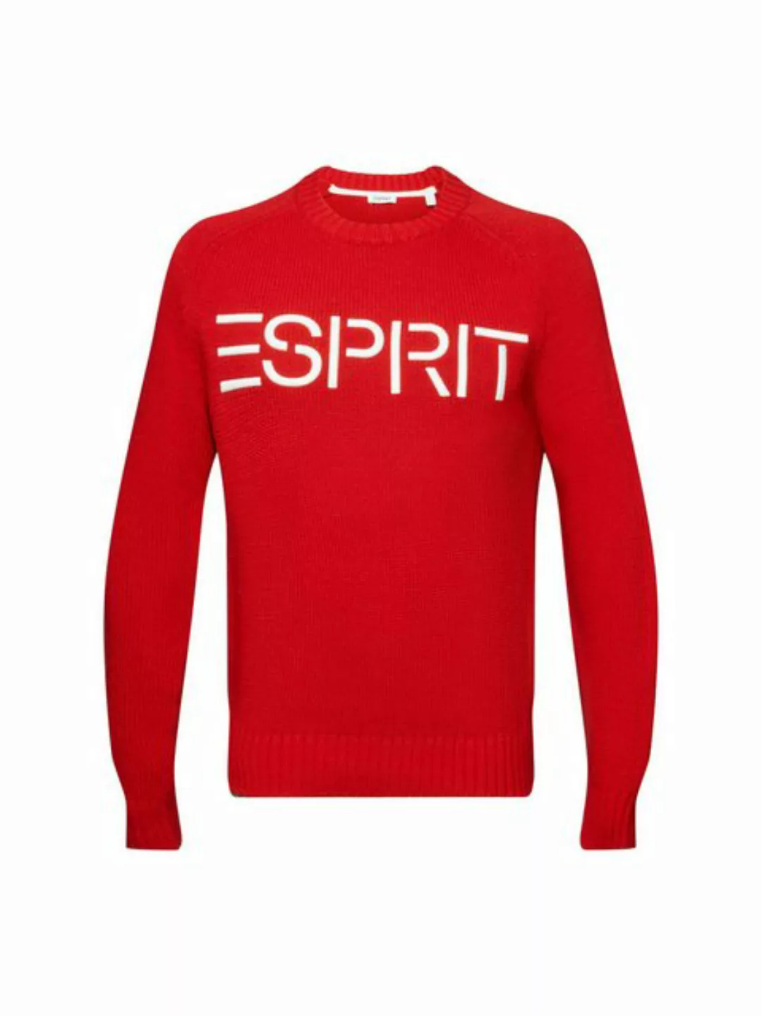 Esprit Rundhalspullover Grobstrickpullover mit Logo günstig online kaufen