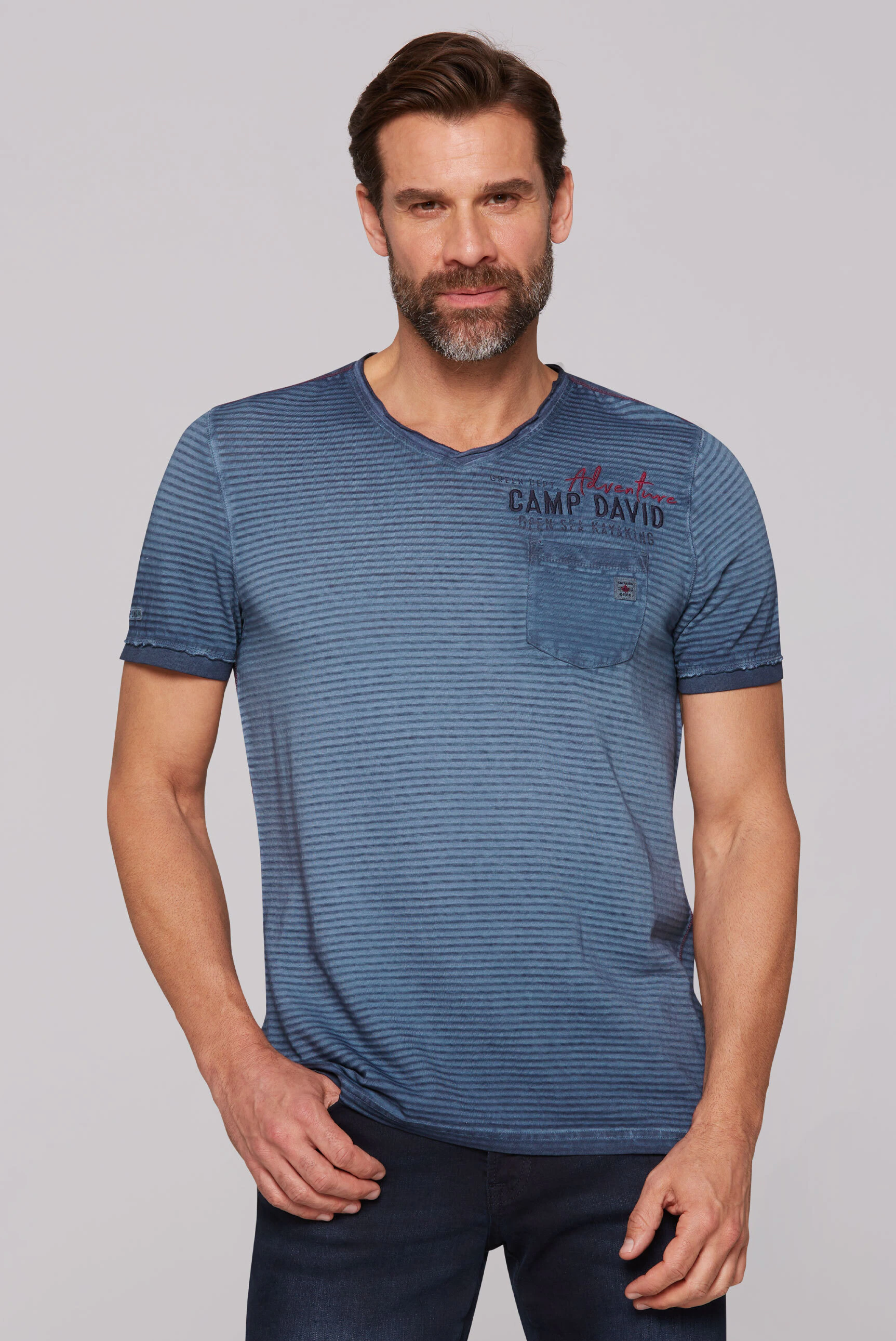 CAMP DAVID V-Shirt, mit offenen Kanten günstig online kaufen