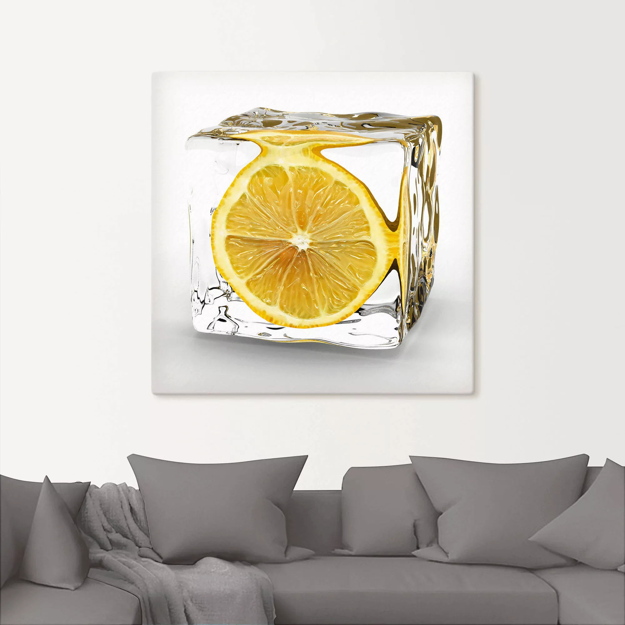 Artland Wandbild "Zitrone im Eiswürfel", Lebensmittel, (1 St.), als Leinwan günstig online kaufen