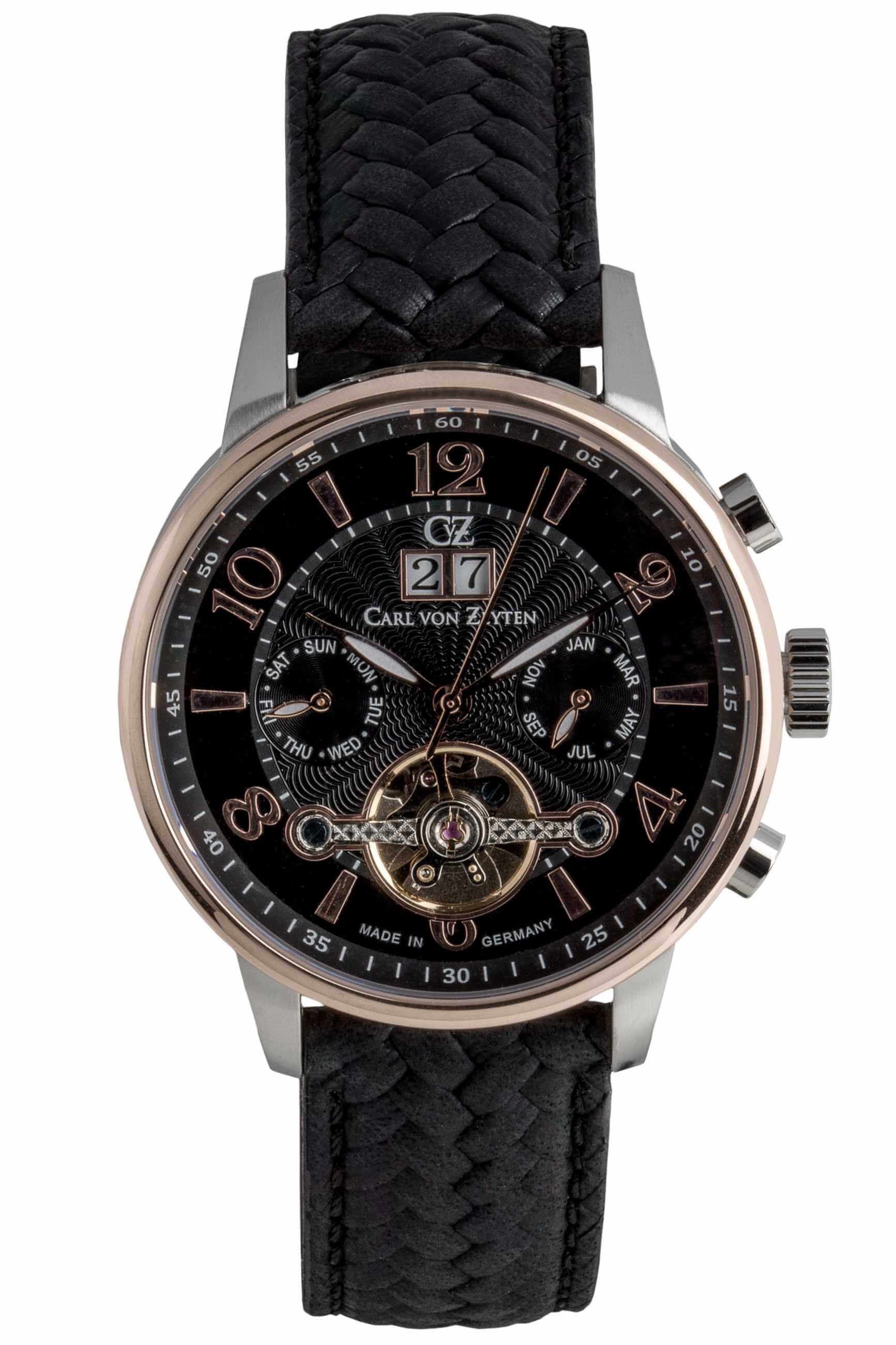 Carl von Zeyten -Bhl II Herrenuhr Schwarz Offene Unruh 42mm- CVZ0074RBKS günstig online kaufen