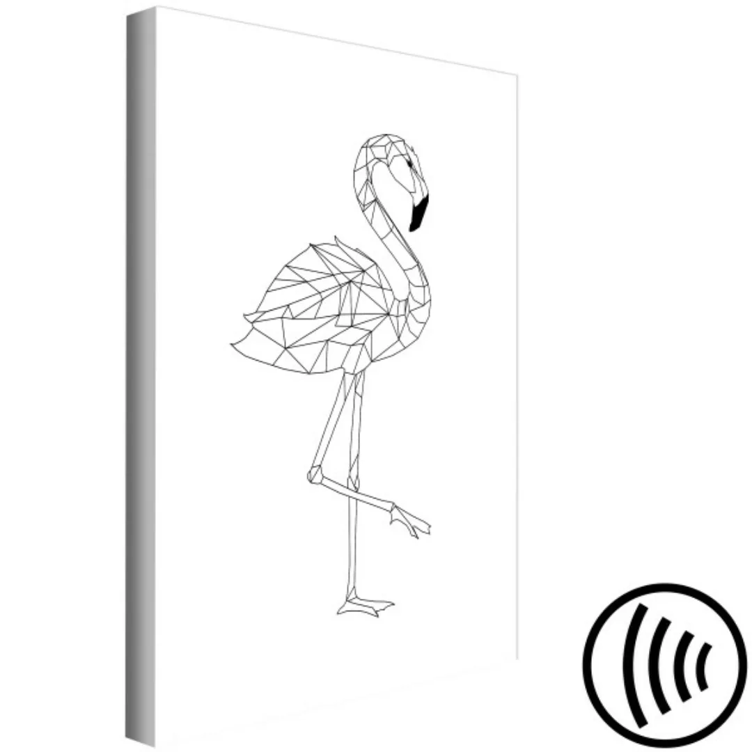 Leinwandbild Flamingo mit gehobenem Bein - geometrische Abstraktion XXL günstig online kaufen