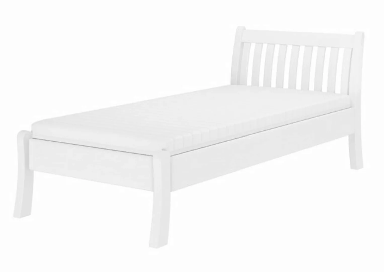 ERST-HOLZ Bett Weißes romantisches Einzelbett hohe Sitzkante Kiefer massiv günstig online kaufen
