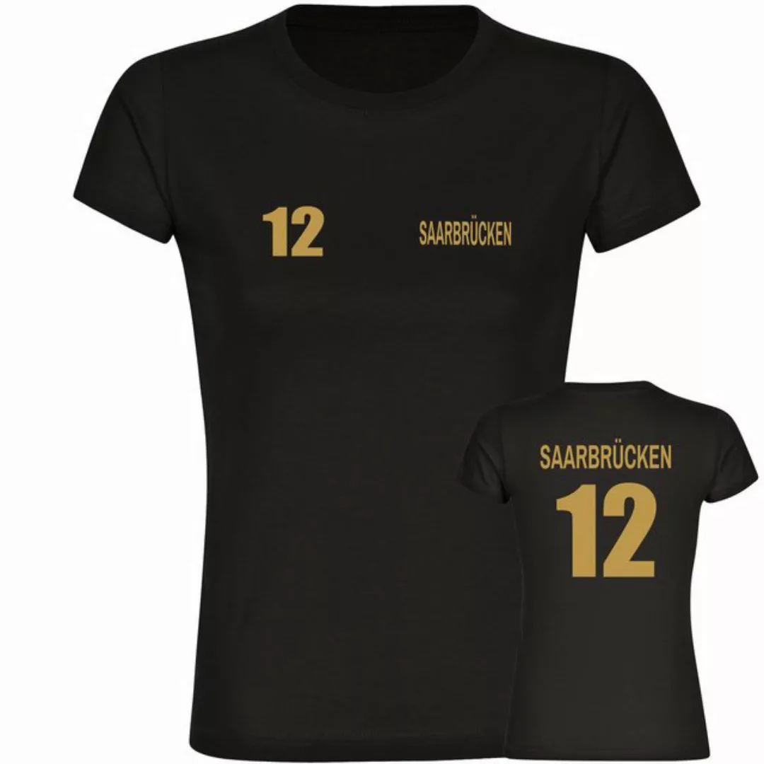 multifanshop T-Shirt Damen Saarbrücken - Trikot Nummer 12 gold - Frauen günstig online kaufen