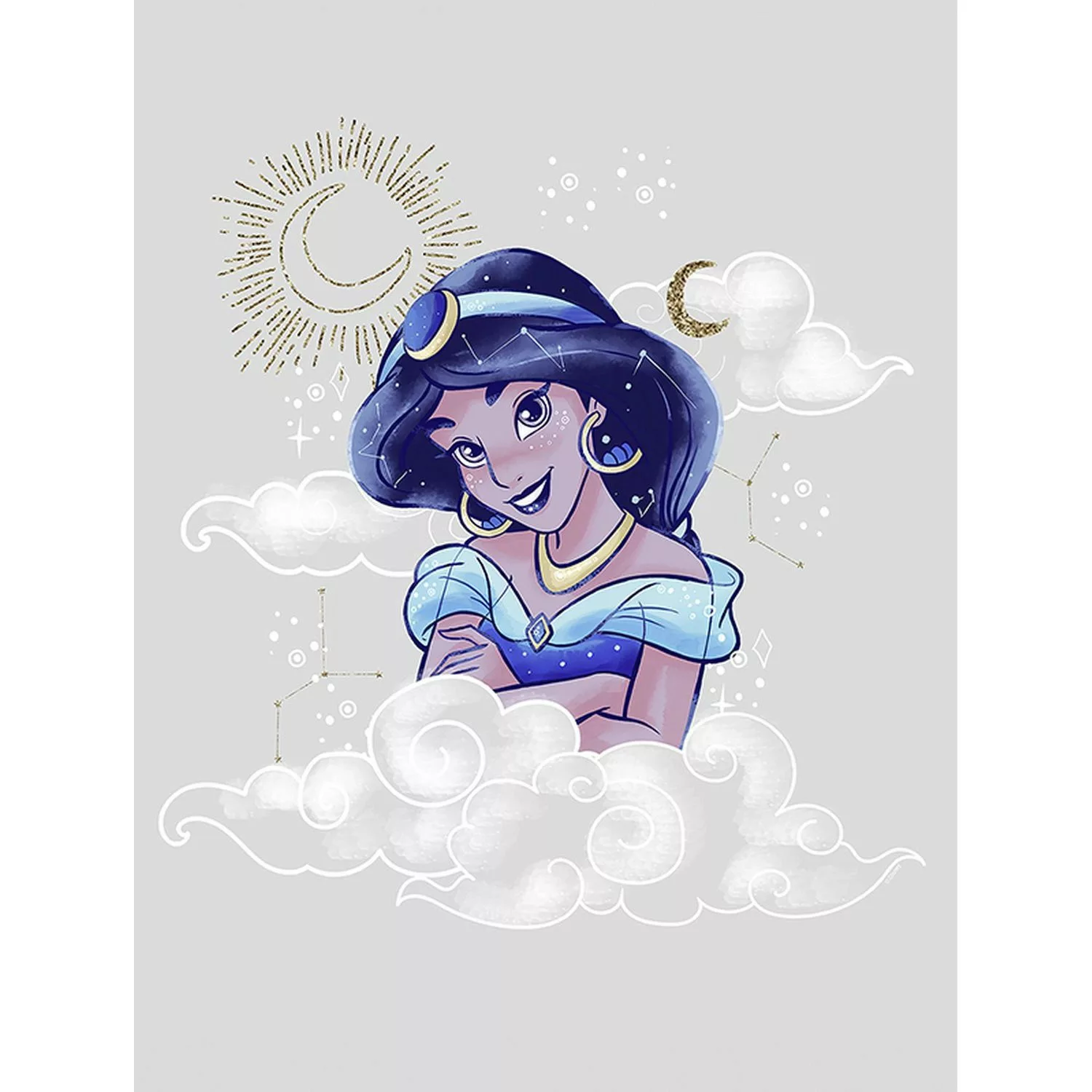 Disney Poster Jasmin Alladin Grau und Blau 30 x 40 cm 611704 günstig online kaufen