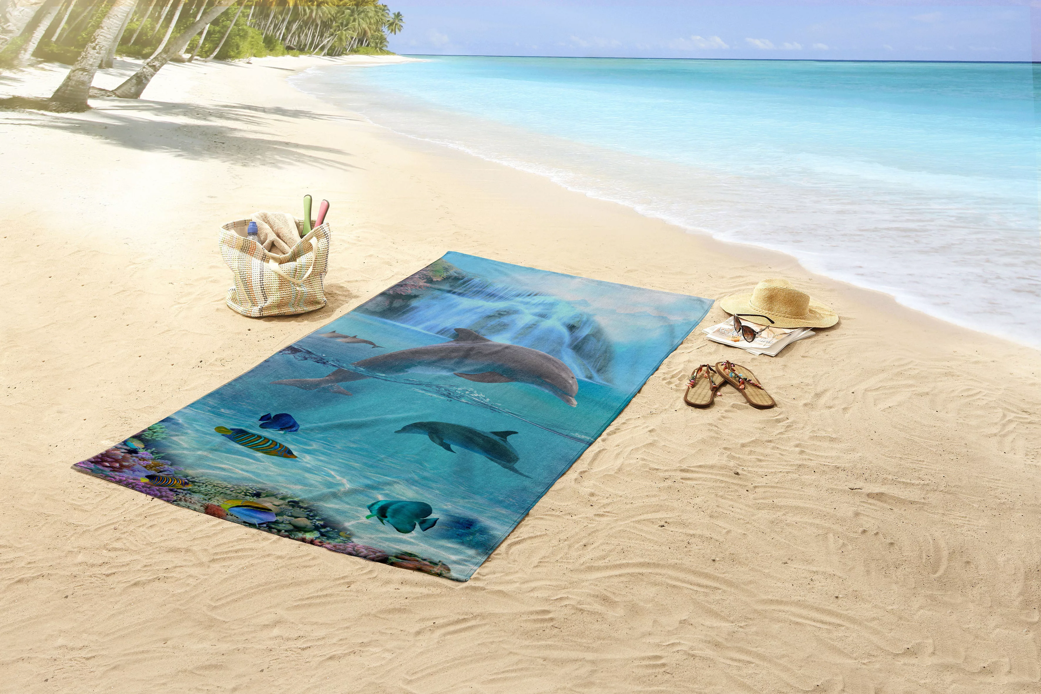 Strandtuch Will blau Polyester B/L: ca. 75x150 cm günstig online kaufen