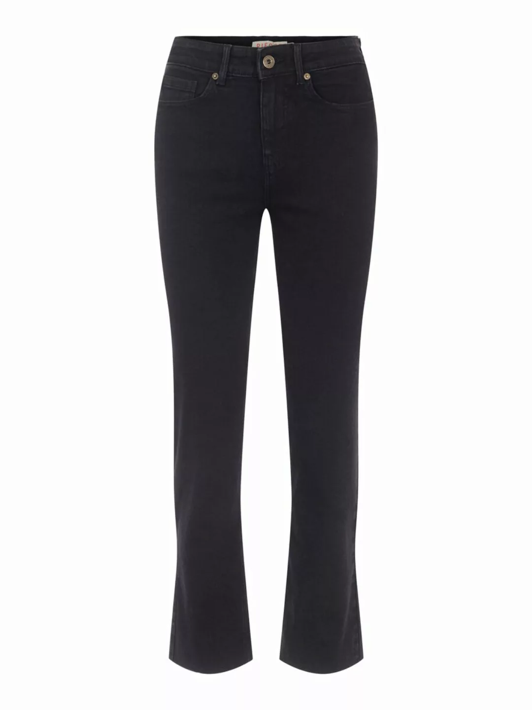 PIECES Mid Waist Straight Fit Jeans Damen Schwarz günstig online kaufen