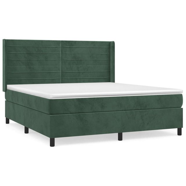 vidaXL Boxspringbett, Boxspringbett mit Matratze Dunkelgrün 160x200 cm Samt günstig online kaufen