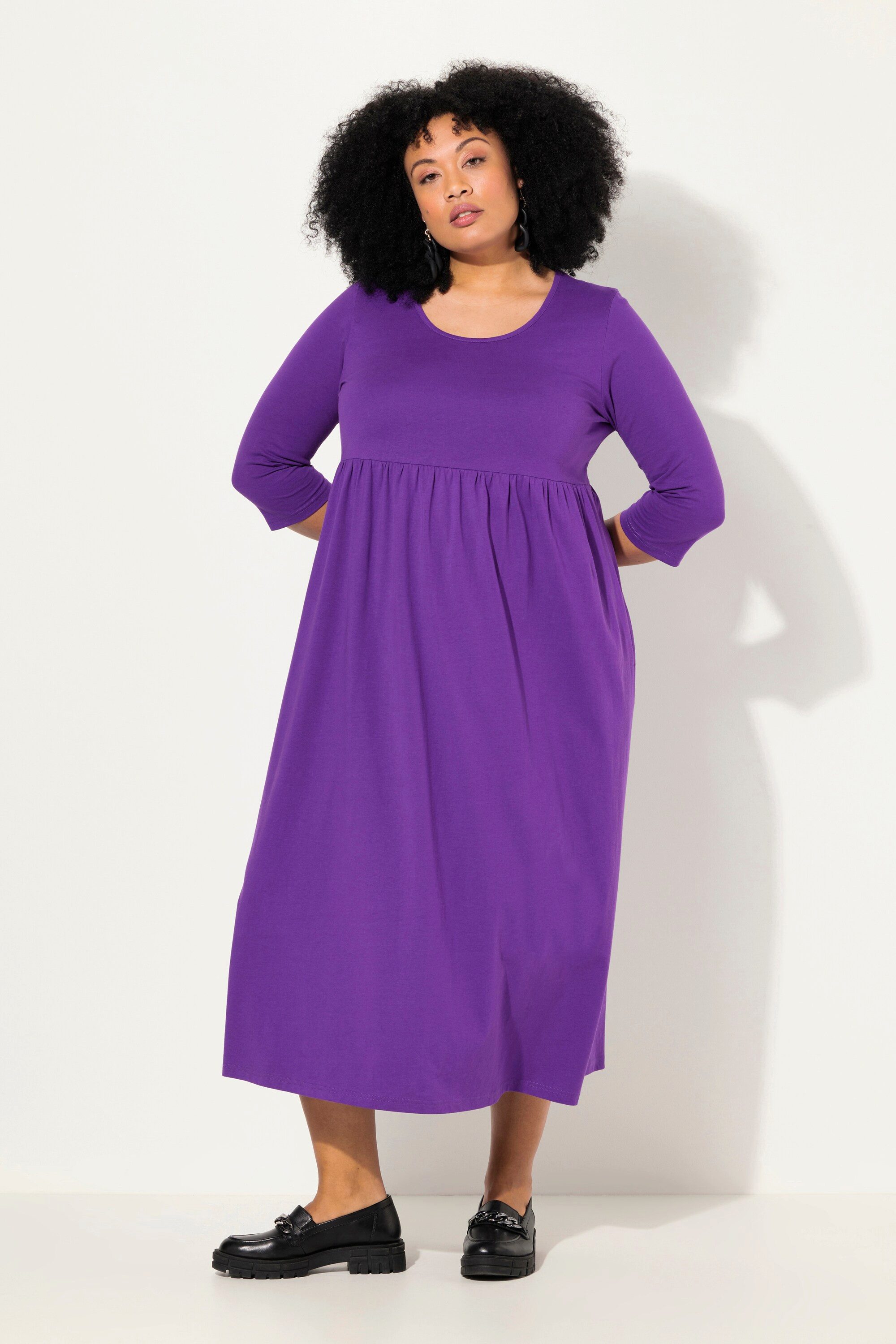 Ulla Popken Maxikleid Jersey-Maxikleid A-Linie Rundhals günstig online kaufen
