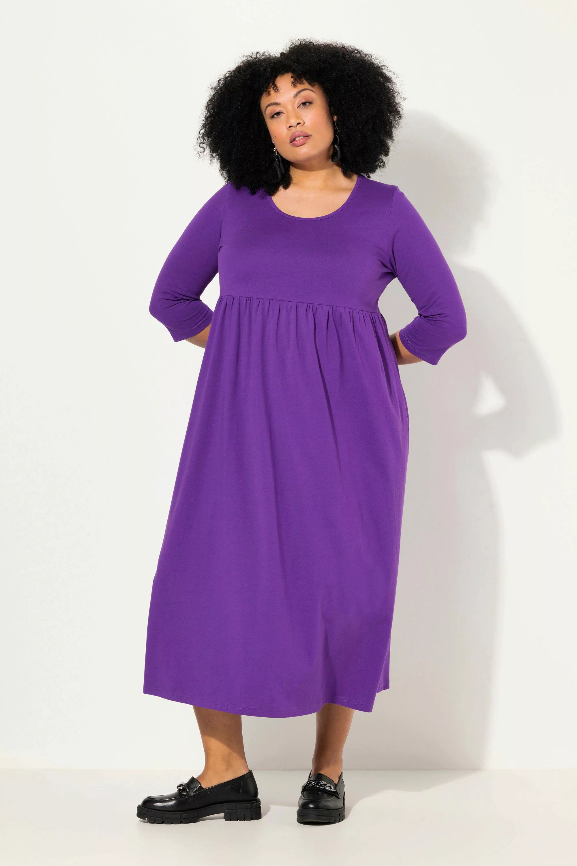 Ulla Popken Maxikleid Jersey-Maxikleid A-Linie Rundhals günstig online kaufen