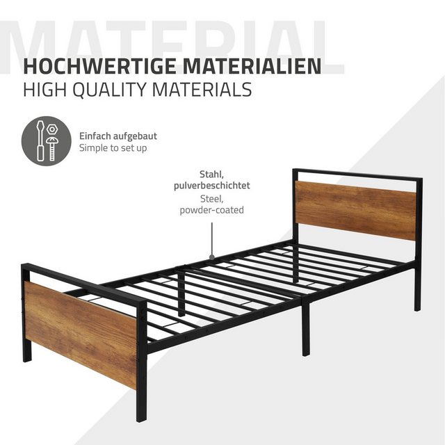 ML-DESIGN Metallbett Metallbett mit Lattenrost Bettgestell mit Holz-Kopf- & günstig online kaufen