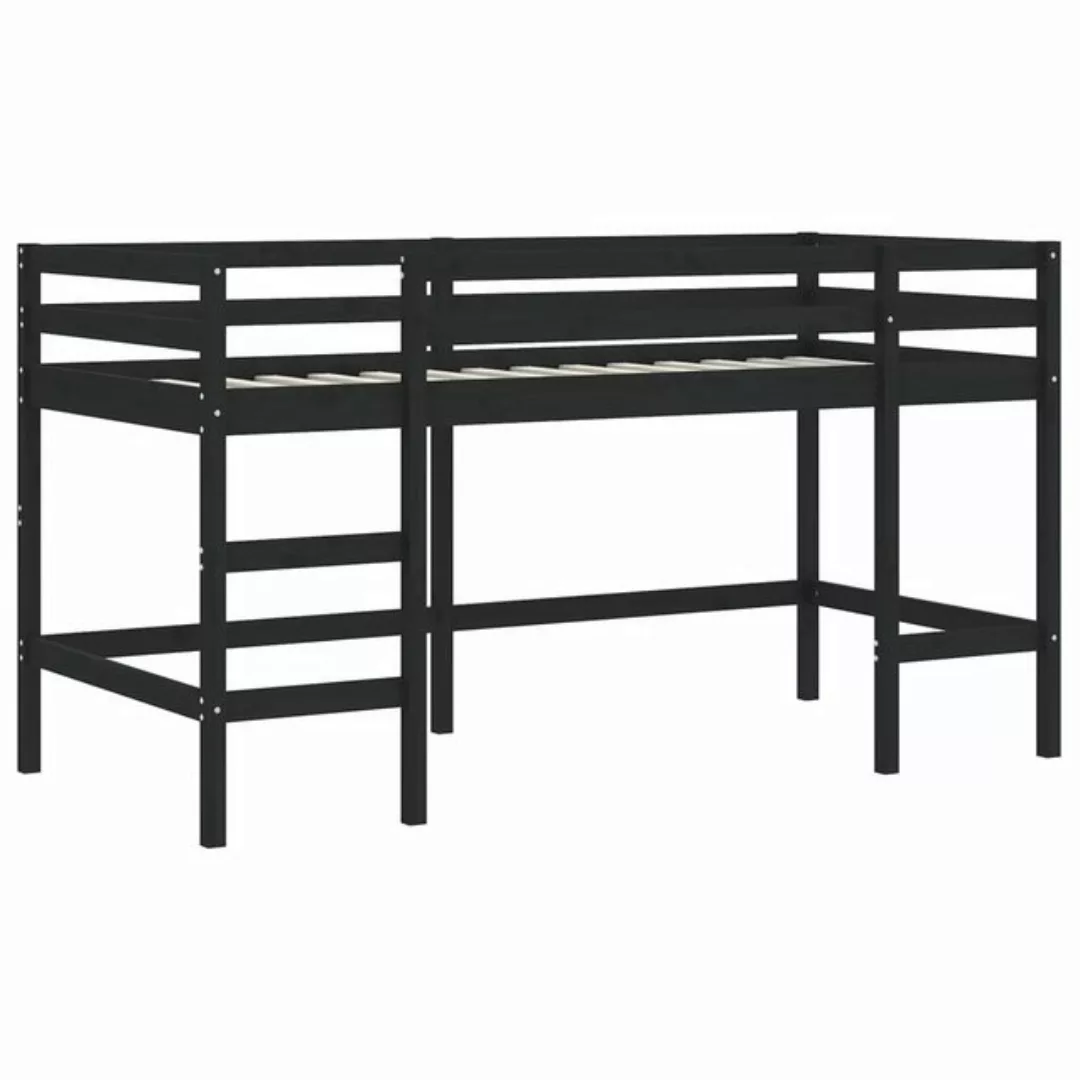 vidaXL Etagenbett Kinderhochbett mit Leiter Schwarz 90x190 cm Massivholz Ki günstig online kaufen