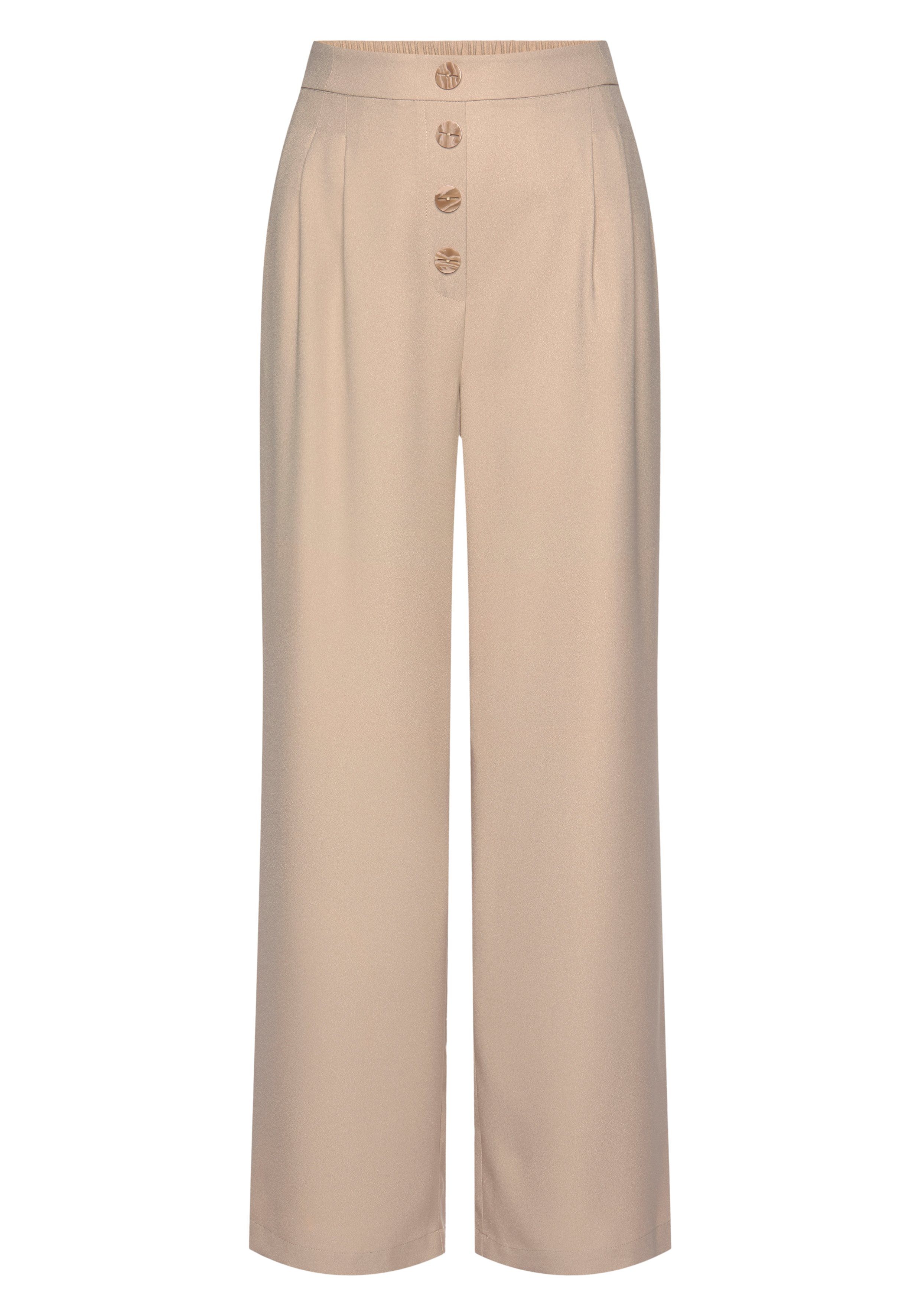 LASCANA Palazzohose, mit Zierknöpfen und bequemen Bund, leichte Stoffhose m günstig online kaufen