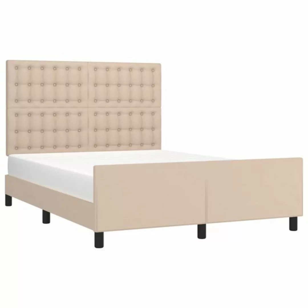 vidaXL Bett Bettgestell mit Kopfteil Cappuccino-Braun 140x190 cm Kunstleder günstig online kaufen