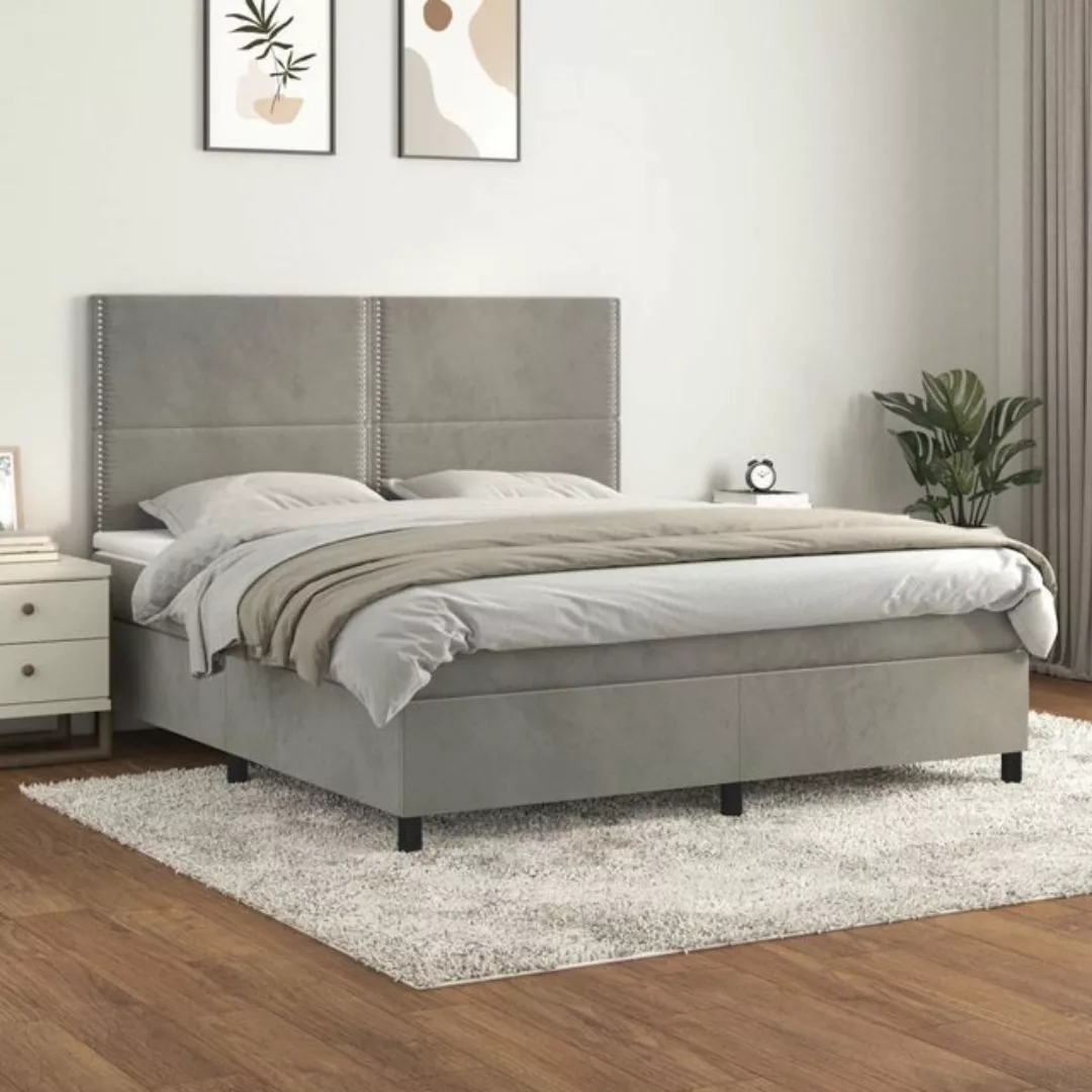 Vidaxl Boxspringbett Mit Matratze Hellgrau 180x200 Cm Samt günstig online kaufen