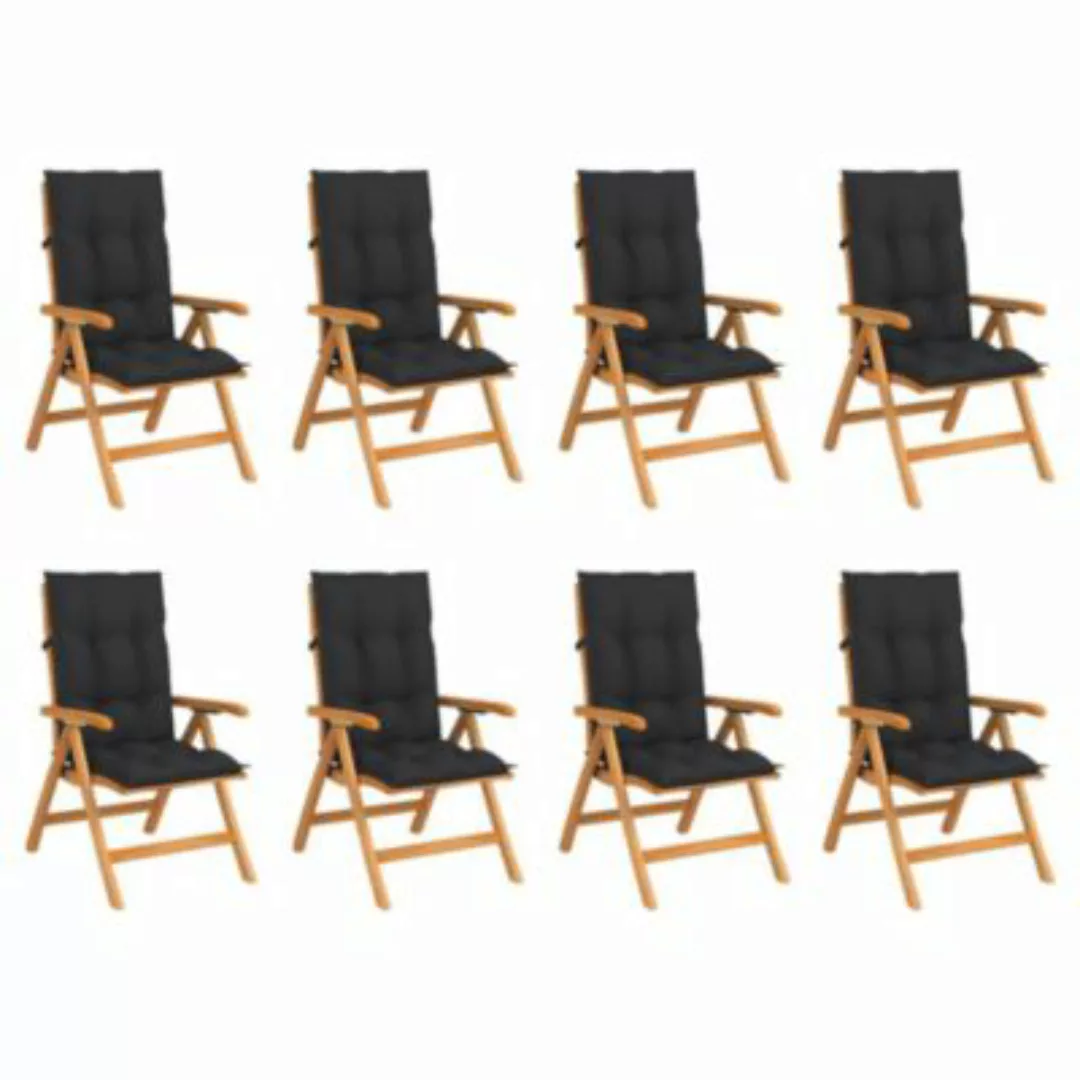 vidaXL Verstellbare Gartenstühle mit Auflagen 8 Stk. Massivholz Teak Garten günstig online kaufen