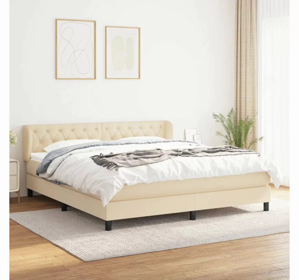 vidaXL Boxspringbett Boxspringbett mit Matratze Creme 160x200 cm Stoff Bett günstig online kaufen