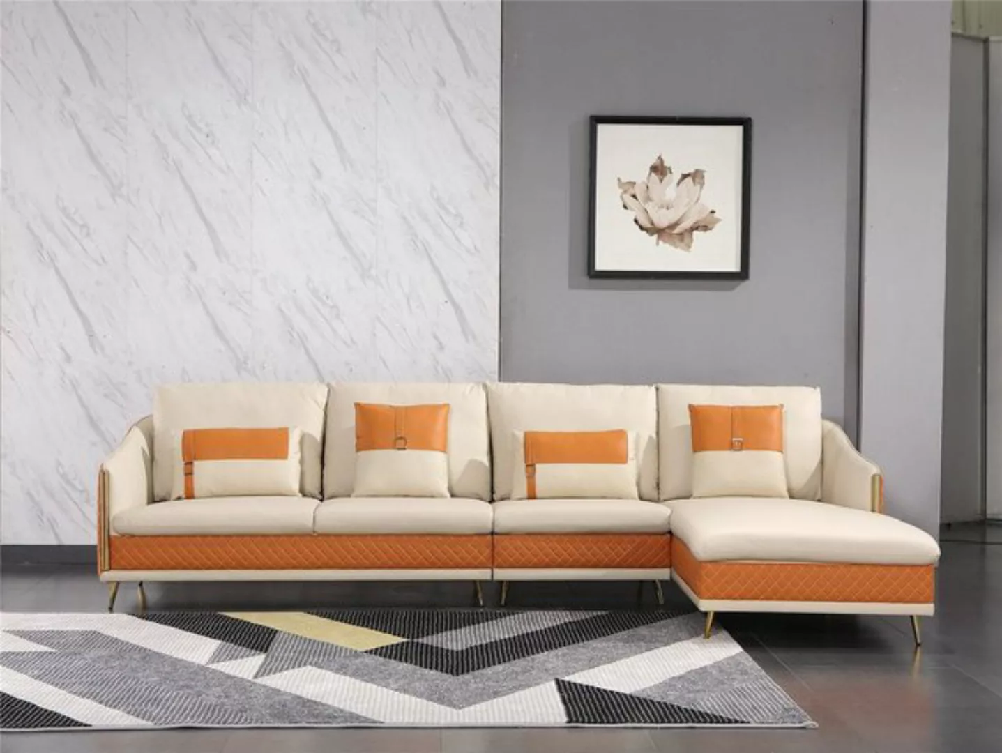 JVmoebel Ecksofa Couch Ecksofa Leder Wohnlandschaft Garnitur Design Modern, günstig online kaufen
